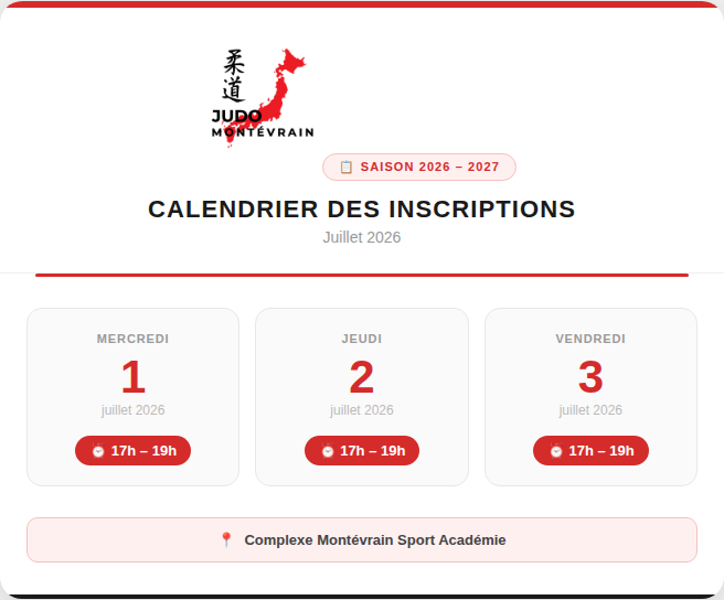 Calendrier des inscriptions 2026